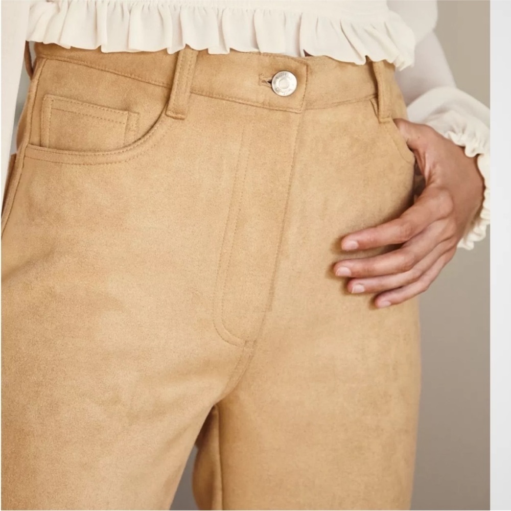 Aritzia Wilfred Camel Faux Suede Straight Leg Pants Size 6 - Picture 6 of 16